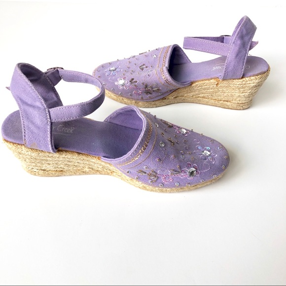 Coldwater Creek Sequin Espadrille Wedge Sandals - Picture 1 of 7